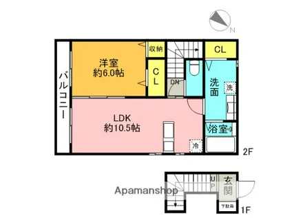 DAISY(1LDK/2階)の間取り写真