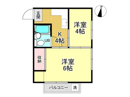 グレイス深沢(2K/4階)の間取り写真