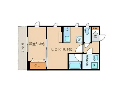 アン・ウィスタリア(1LDK/1階)の間取り写真