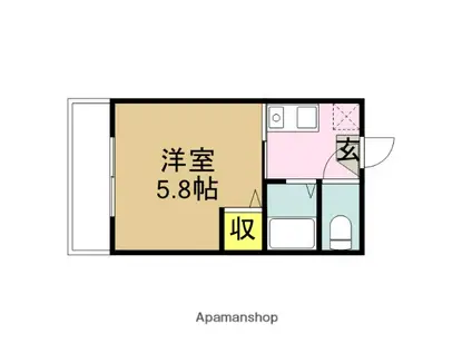 コーポオマタ(ワンルーム/1階)の間取り写真