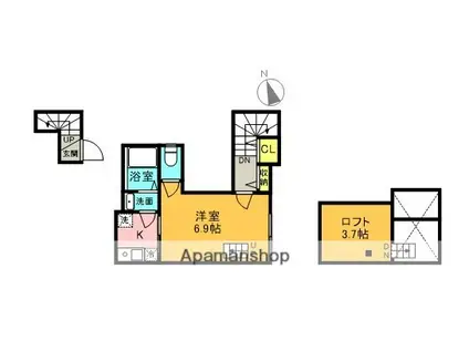 グレースアロー経堂(1K/2階)の間取り写真
