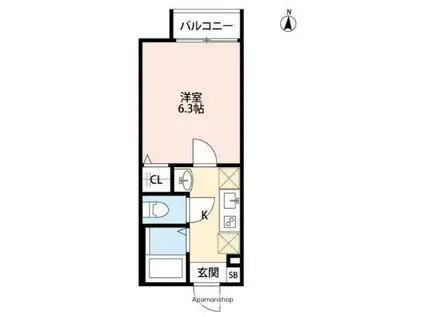 フォート・デルッシ(1K/1階)の間取り写真