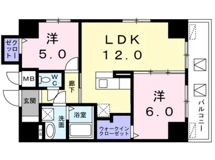 レジデンス桜樺(2LDK/4階)の間取り写真