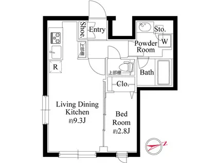 ラ・ペルラ下北沢(1LDK/3階)の間取り写真