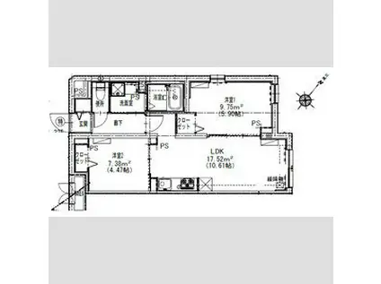 エルファーロ駒沢公園Ⅰ(2LDK/4階)の間取り写真