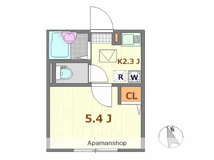 ノーザンロード武蔵境(1K/1階)の間取り写真