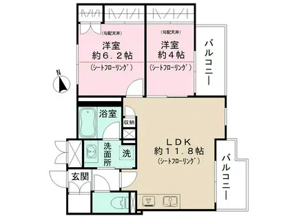MOCXION杉並下井草(2LDK/3階)の間取り写真