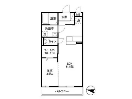 フェアレーン高野台Ⅱ(1LDK/3階)の間取り写真