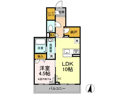 フロンティア南大泉(1LDK/3階)の間取り写真