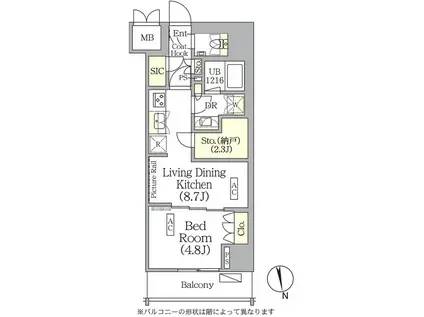 ザ・パークハビオ神楽坂レジデンスサウス(1LDK/5階)の間取り写真