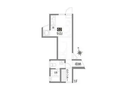 ニシオギソウ(1SDK/1階)の間取り写真