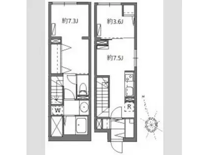 ソラシアレジデンス学芸大学Ⅱ(2DK/B1階)の間取り写真
