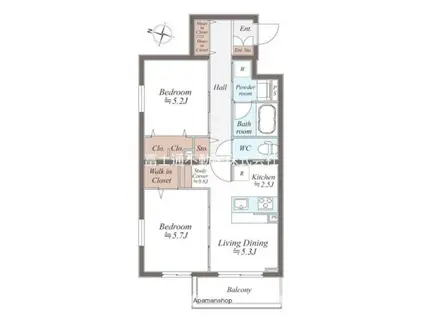 SYMPHONY PARK(1SLDK/2階)の間取り写真