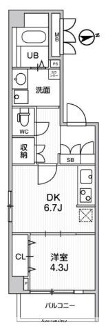 ALIVIS中野(1DK/4階)の間取り写真