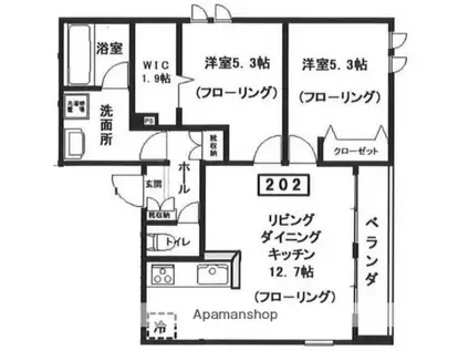 へーベルメゾン中央5丁目北棟(2LDK/2階)の間取り写真
