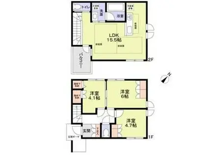 京王電鉄京王線 代田橋駅 徒歩5分 2階建 築1年(3LDK)の間取り写真