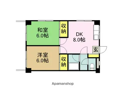 キャッスル境南(2DK/2階)の間取り写真