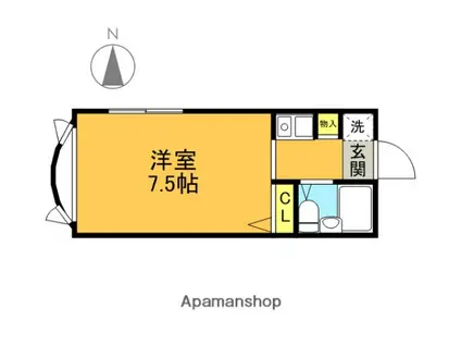 プレリュード狛江(ワンルーム/2階)の間取り写真