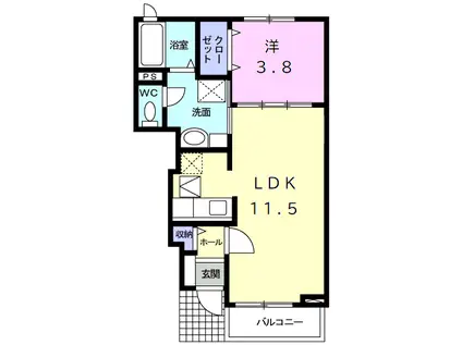 小田急電鉄多摩線 黒川駅(神奈川) 徒歩8分 2階建 築14年(1LDK/1階)の間取り写真