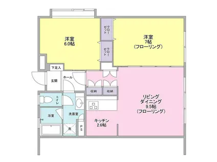 平和ビル(2LDK/6階)の間取り写真