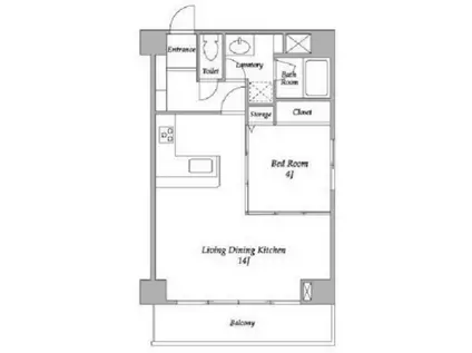 KDXレジデンス阿佐ヶ谷(1LDK/4階)の間取り写真