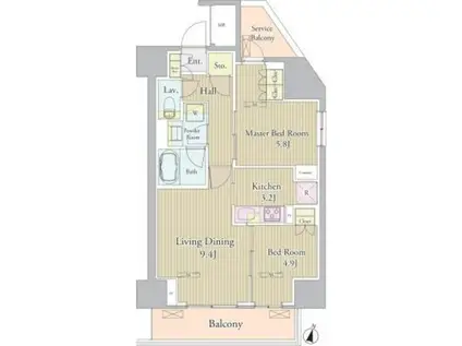 ヴェルデュール高田馬場(2LDK/4階)の間取り写真