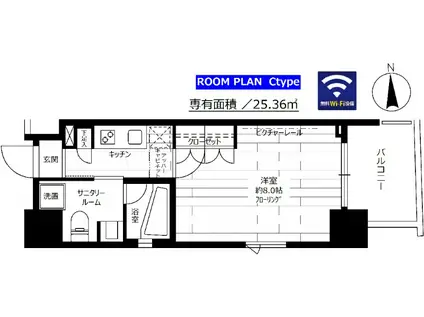 ステージファーストつつじヶ丘アジールコート(1K/15階)の間取り写真