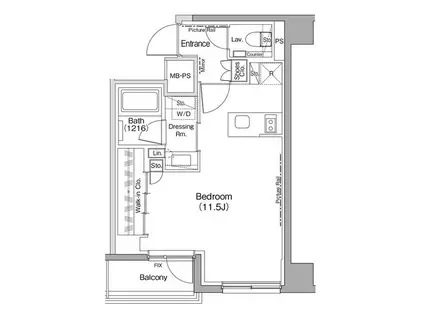 ザ・パークハビオ神楽坂(ワンルーム/3階)の間取り写真