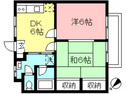 サンテラス千代ヶ丘(2DK/2階)の間取り写真
