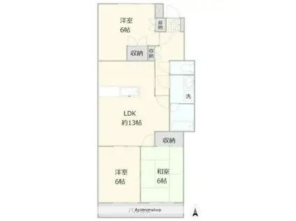 サンライズ中瀬(3LDK/3階)の間取り写真