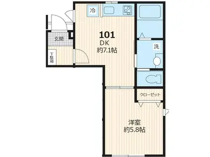 HALE LINO ハレリノ(1DK/1階)の間取り写真