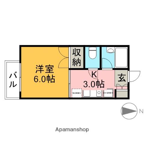イーストプレイス(1K/1階)の間取り写真