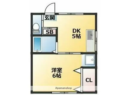 東田荘B(ワンルーム/1階)の間取り写真