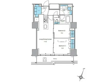 ルフォンプログレ渋谷ヒルトップ(2LDK/17階)の間取り写真