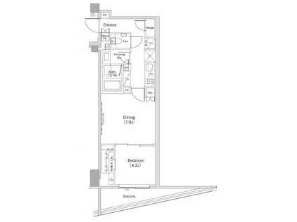 ザ・パークハビオ渋谷クロス(1DK/4階)の間取り写真