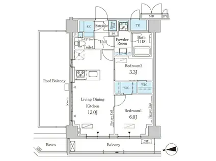 パークアクシス新宿西落合(2LDK/8階)の間取り写真