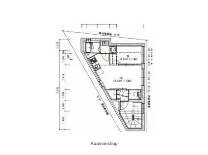 スワンクロスビル(1DK/2階)の間取り写真