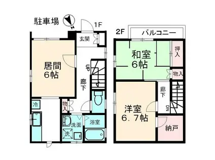 中央本線 西荻窪駅 徒歩15分 2階建 築33年(2SDK)の間取り写真