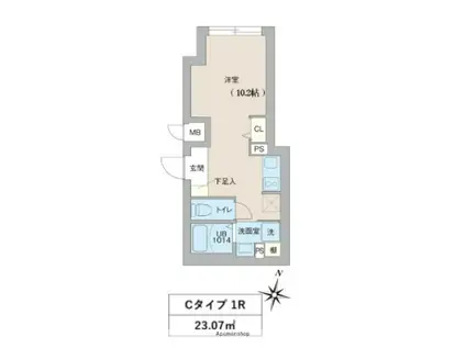 クリオ ラモード目黒洗足(ワンルーム/1階)の間取り写真