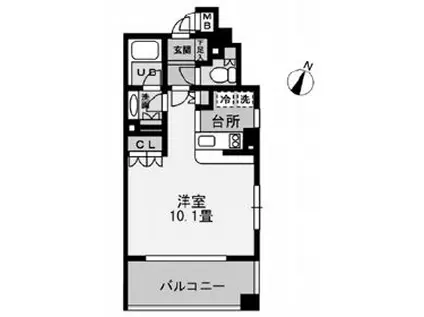 レジディア幡ヶ谷(1K/2階)の間取り写真