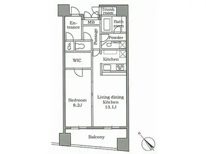 レジディア恵比寿Ⅱ(1LDK/13階)の間取り写真