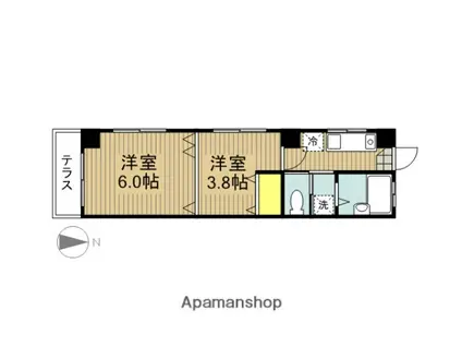 コーポダイミ(2K/1階)の間取り写真