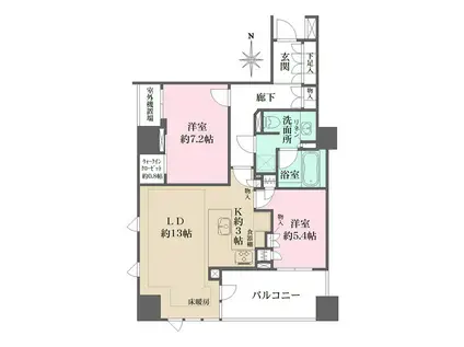 ザ・パークハウス恵比寿(2LDK/4階)の間取り写真