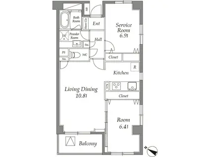 カスタリア目黒(1SLDK/1階)の間取り写真