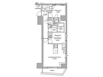 ザ・パークハビオ中野新橋(2LDK/14階)の間取り写真
