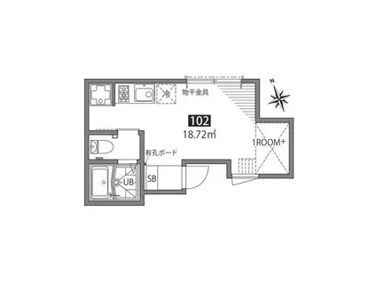 グランエッグス杉並松庵(ワンルーム/1階)の間取り写真