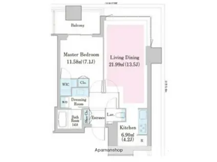 中野ステーションレジデンス(1LDK/19階)の間取り写真