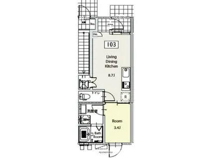 カドチテラス(1LDK/1階)の間取り写真