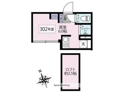 CRESTA松陰(ワンルーム/3階)の間取り写真