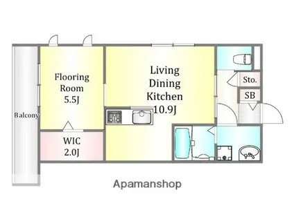 クロスロード(1LDK/2階)の間取り写真